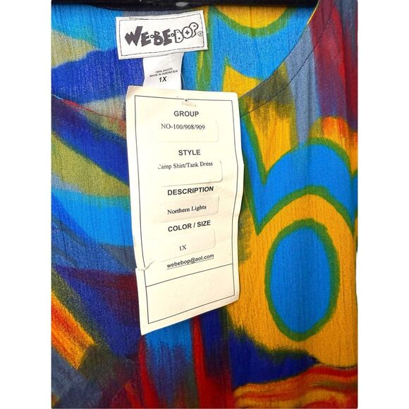 Vintage We Be Bop Women’s 1X Midi Tank Dress Abstract Artsy Multicolor 90s NEW - Picture 3 of 5